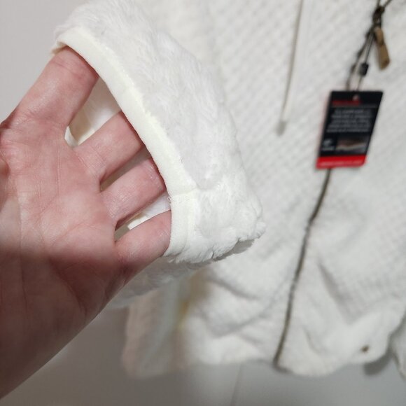 ZEROXPOSUR NEW Women's Fuzzy Cozy Pearl White Zipper Faux Fur Teddy Jacket Large - Picture 7 of 10